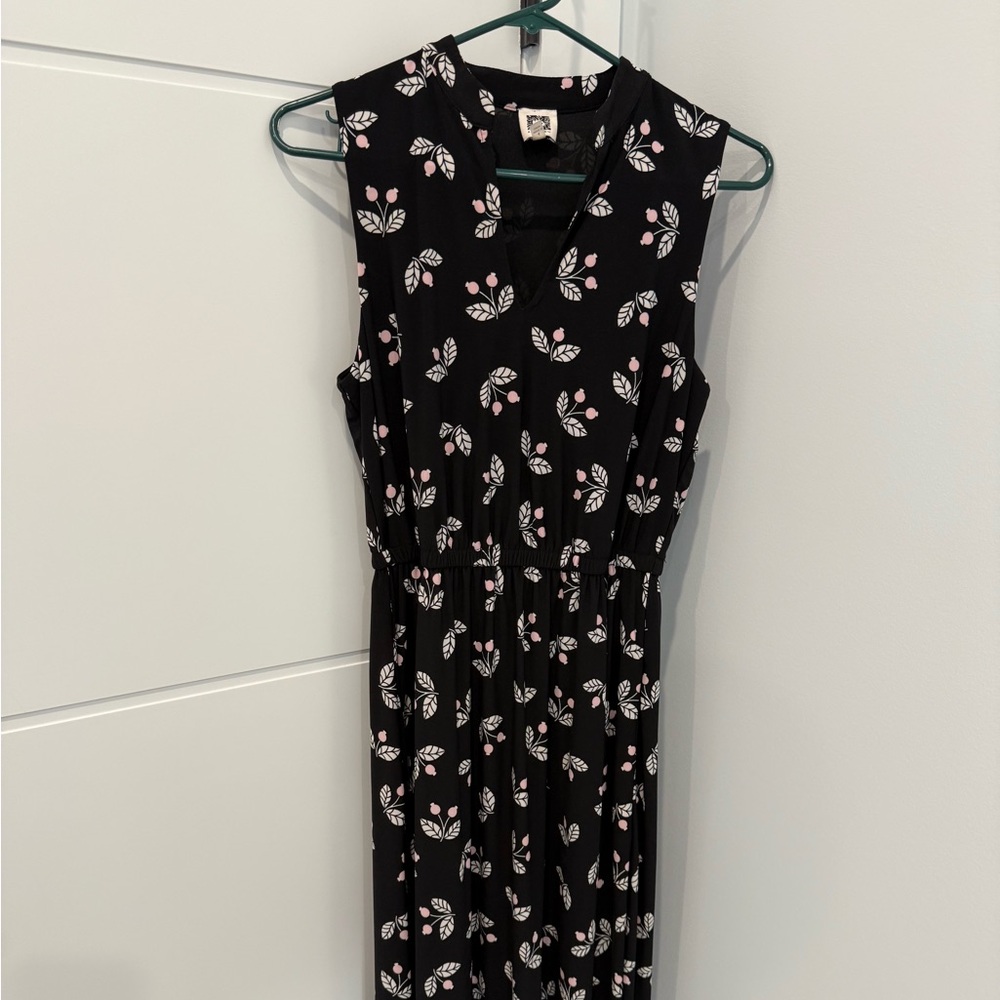 Anne Klein Black Dress with Pink and White Floral Accents